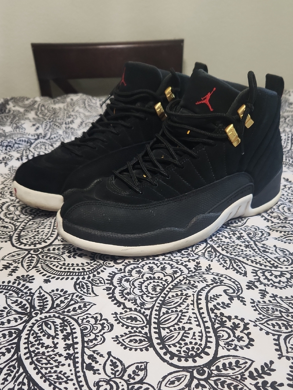 Jordan Men's Black Sneakers with Red Jumpman & Gold Accents